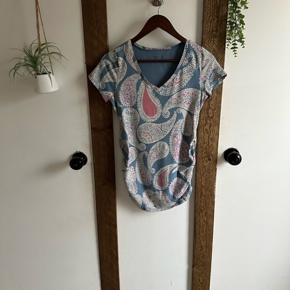 Y2K Motherhood Maternity Women’s Paisley Print V-Neck Top Size Maternity Small - Picture 5 of 13